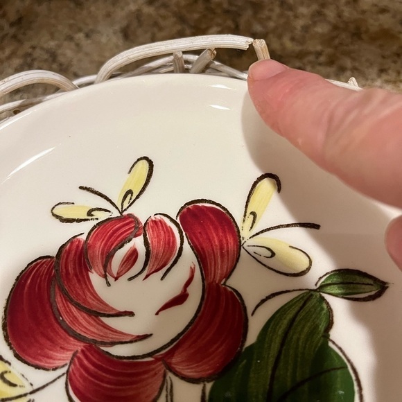 Vintage Stetson Red Rio Rose Desert Plates in basket Set of Seven - Picture 16 of 16